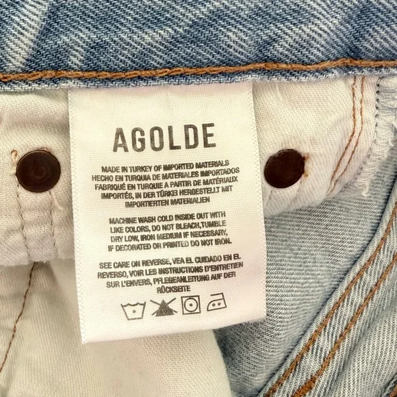 Agolde Fold Waistband Jean Straight Leg Size 26 Cotton Pleated - Picture 15 of 16